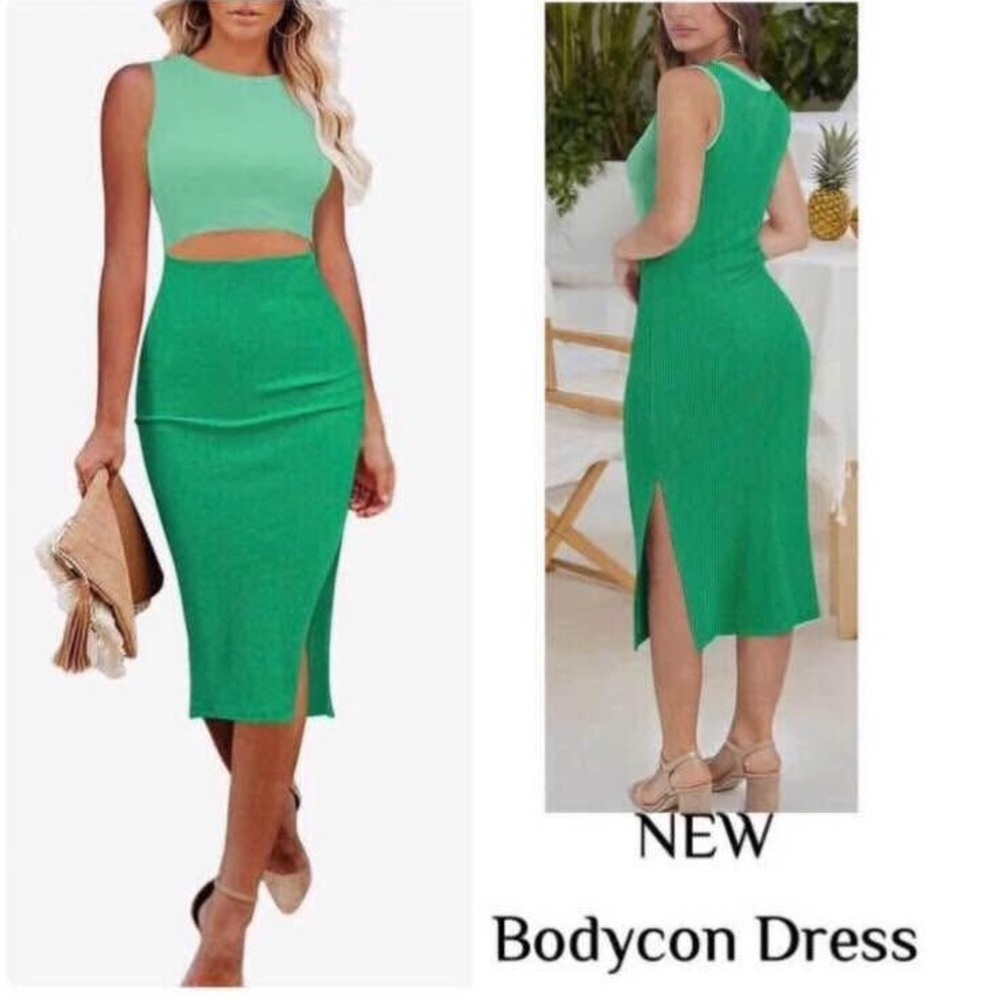 NEW Green Sleeveless Bodycon Dress